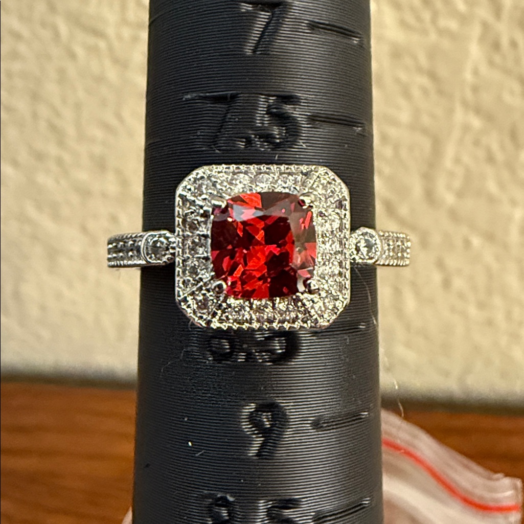 Rbp 2155 Rhodium Plated Ring With Ruby Design 8